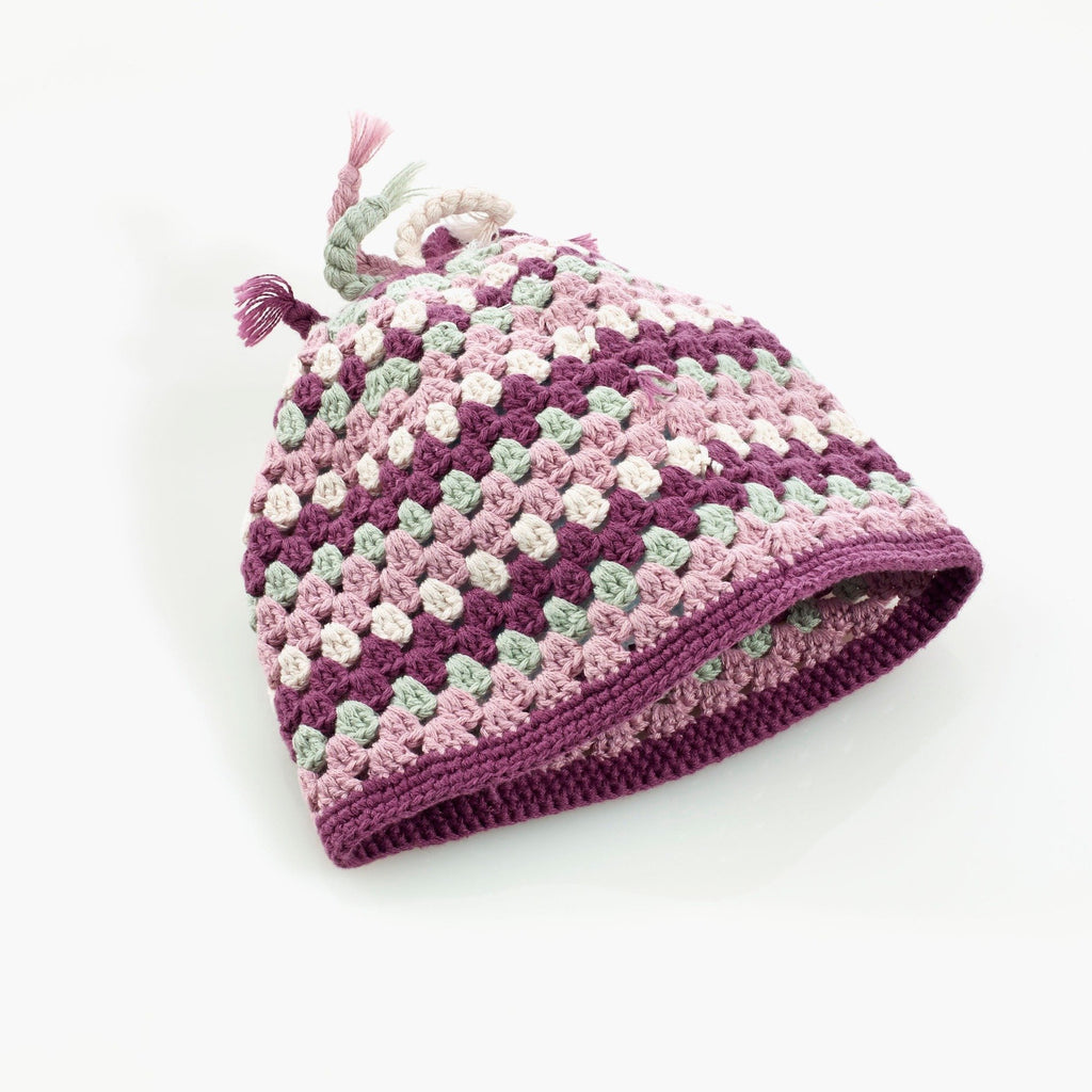 Organic Cotton Crochet Hat - Purple / Pink