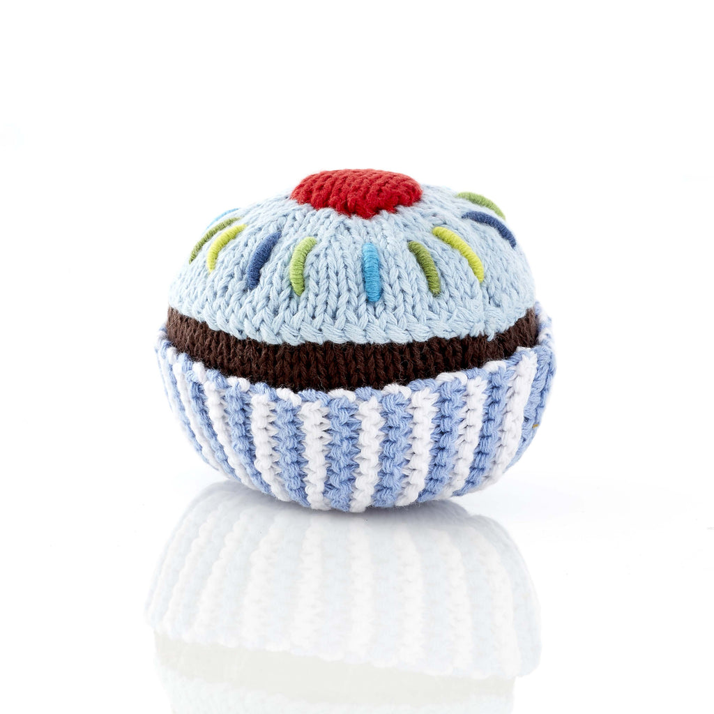 Blue cupcake with red cherry / rattle