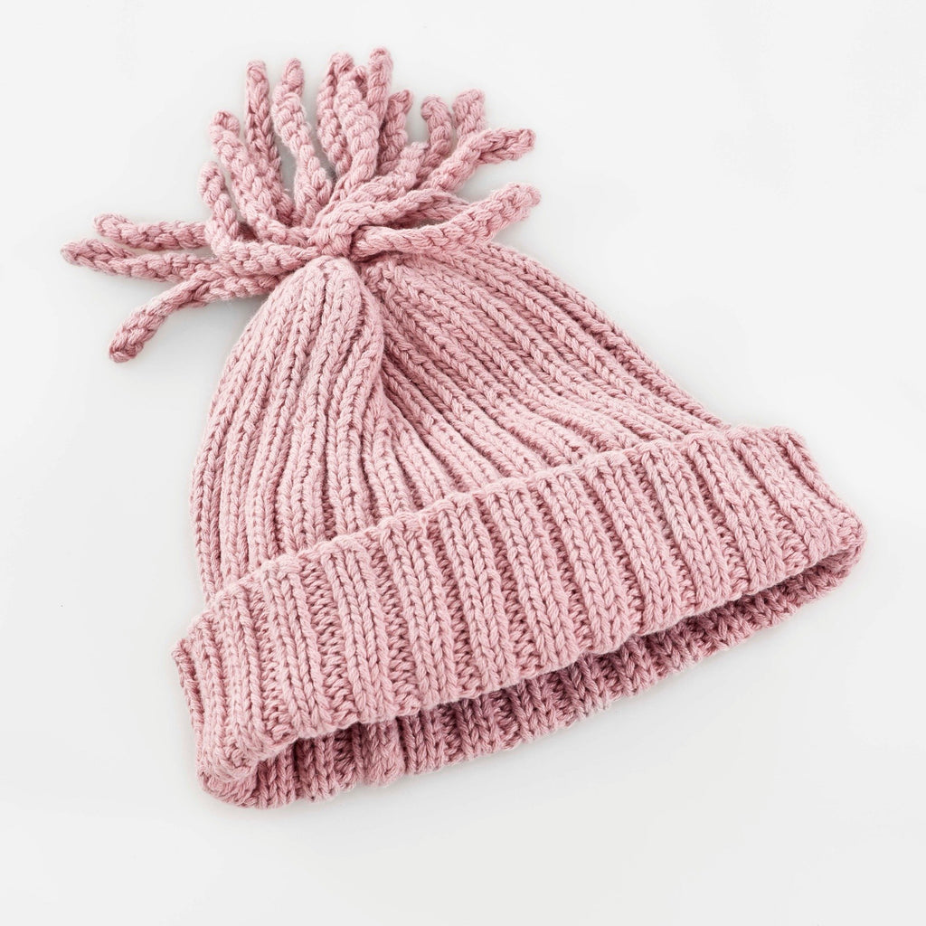 Organic Cotton Rib Knit Hat - Dusky Pink